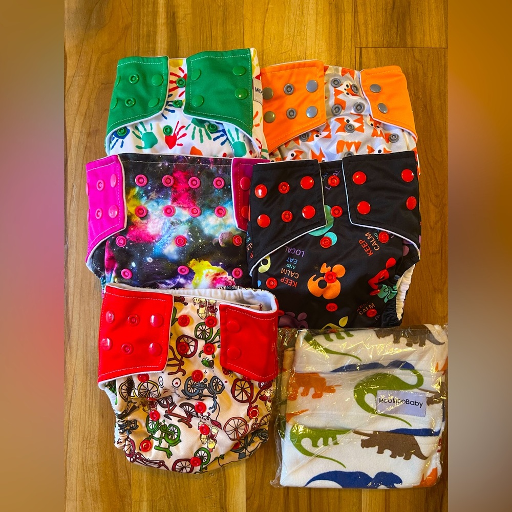 5 pocket style cloth diapers